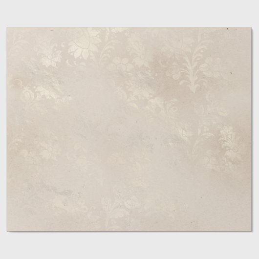 Papier Cadeau Ivoire et Grunge blanc Distressed Damask (Plat)