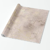 Papier Cadeau Ivoire et Grunge d'or Distressed Damas (Déroulé)