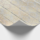 Papier Cadeau Ivory Foxier Métallurgique Damas Or Bois Rustique (Coin)