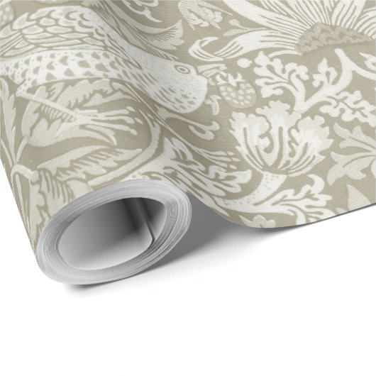 Papier Cadeau Ivory, Thief fraise, William Morris (Coin rond)