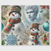 Papier Cadeau jack frost et snowman thème de noël 2 (Plat)
