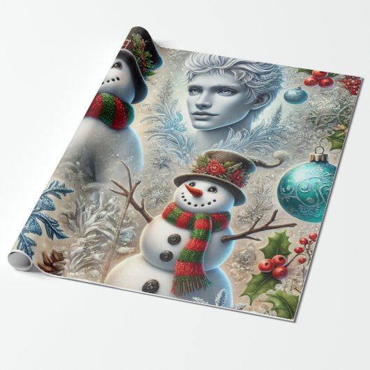 Papier Cadeau jack frost et snowman thème de noël 2 (Déroulé)