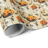 Papier Cadeau Jack-o-Ghost Jaune (Coin rond)