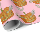 Papier Cadeau Jack-o'-lantern hanté (Coin rond)