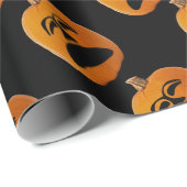Papier Cadeau Jack o' Lantern Malheureux Face, Citrouille d'Hall (Coin rond)