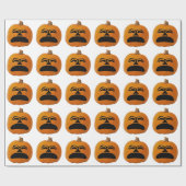 Papier Cadeau Jack o' Lantern Malheureux Face, Citrouille d'Hall (Plat)