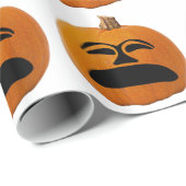 Papier Cadeau Jack o' Lantern Malheureux Face, Citrouille d'Hall (Coin rond)