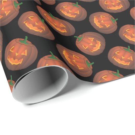Papier cadeau Jack-O-Lantern Papier citrouille (Coin rond)