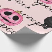 Papier Cadeau Jack-O-Lantern rose et chat noir (Coin)