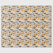 Papier Cadeau Jack o lanterns chauves-souris fantômes automne mi (Plat)