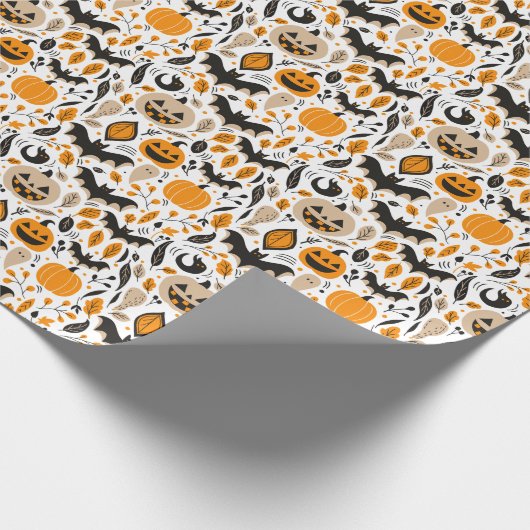 Papier Cadeau Jack o lanterns chauves-souris fantômes automne mi (Coin)
