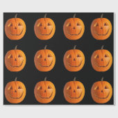 Papier Cadeau Jack-O-Lanterns sur papier d'emballage noir (Plat)