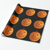 Papier Cadeau Jack-O-Lanterns sur papier d'emballage noir (Déroulé)