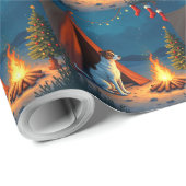 Papier Cadeau Jack Russell Christmas Camping Night Painting (Coin rond)