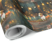Papier Cadeau Jack Russell Christmas Festive Voyage (Coin rond)
