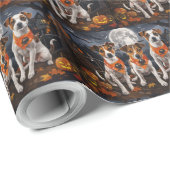 Papier Cadeau Jack Russell Halloween Éffrayant (Coin rond)