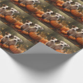 Papier Cadeau Jack Russell Puppy Automne Citrouille de plaisir (Coin)