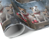 Papier Cadeau Jack Russell Snowy Sleigh Décor de Noël (Coin rond)