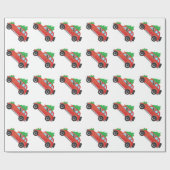 Papier Cadeau Jack Russell Terrier Conduite voiture de Noël (Plat)