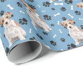 Papier Cadeau Jack Russell Terrier Empreinte de patte Motif de c (Coin rond)