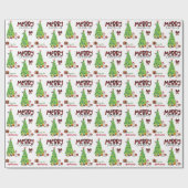 Papier Cadeau Jack Russell Terrier, Oiseau et Arbre de Noël (Plat)