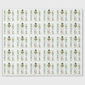 Papier Cadeau Jack Russell Terrier Père Noël Chien vert Noël (Plat)