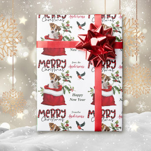Papier Cadeau Jack Russell Terrier Puppy in Christmas Cadeau