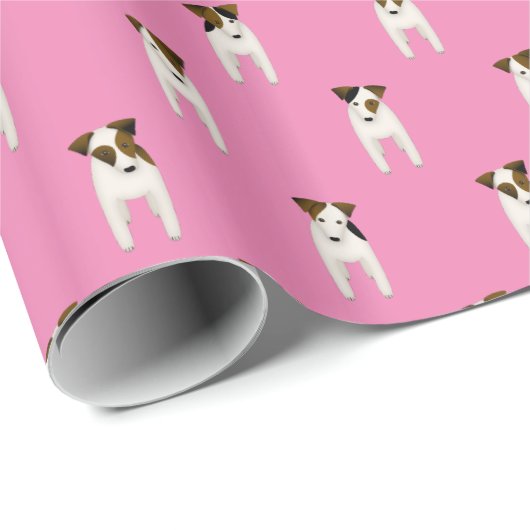 Papier Cadeau Jack Russell Terriers rose ou n'importe quelle cou (Coin rond)