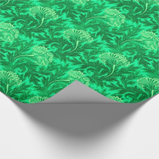 Papier Cadeau Jacobean Flower Damask, Emerald et Lime Green (Coin)