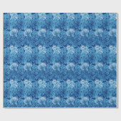 Papier Cadeau Jacobean Flower Damask, Navy, Sky Blue et White (Plat)