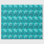 Papier Cadeau Jacobean Flower Damask, Turquoise et bleu Turquois (Plat)