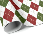 Papier Cadeau Jacquard blanc rouge rouge festif plaid (Coin rond)