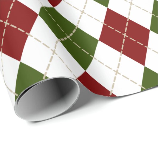Papier Cadeau Jacquard blanc rouge rouge festif plaid (Coin rond)