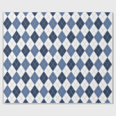 Papier Cadeau Jacquard bleu blanc plaid (Plat)