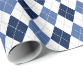 Papier Cadeau Jacquard bleu blanc plaid (Coin rond)