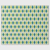 Papier Cadeau Jacquard Bleu Et Vert (Plat)
