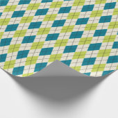 Papier Cadeau Jacquard Bleu Et Vert (Coin)