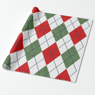 Papier Cadeau Jacquard de Noël aux couleurs des vacances