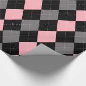 Papier Cadeau Jacquard gris noir rose rétro (Coin)