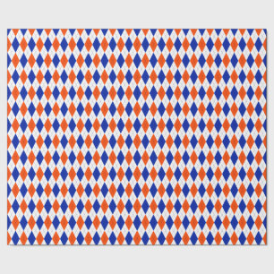 Papier Cadeau Jacquard orange et bleu diamant