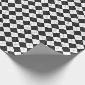 Papier Cadeau Jacquard plaid. Motif écossais en blanc et noir  (Coin)