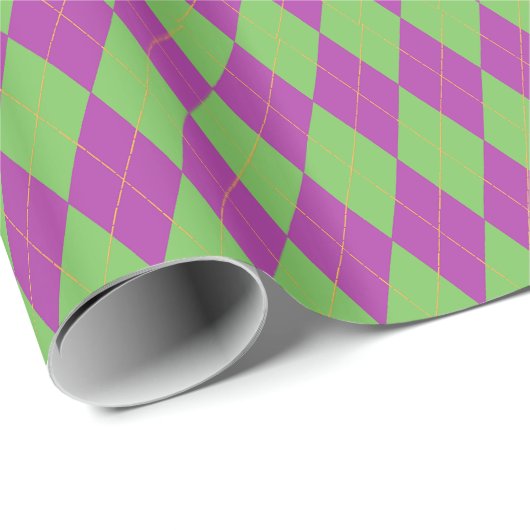 Papier Cadeau Jacquard pourpre et vert (Coin rond)