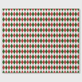 Papier Cadeau Jacquard rouge et vert de Noël Motif arlequin (Plat)