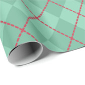 Papier Cadeau Jacquard vert de Noël rétro (Coin rond)