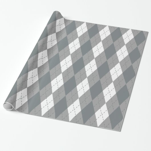 Papier Cadeau Jacquard XL blanc gris gris noir (Déroulé)