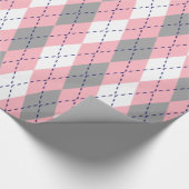 Papier Cadeau Jacquard XL bleu marine rose What (Coin)