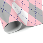 Papier Cadeau Jacquard XL bleu marine rose What (Coin rond)