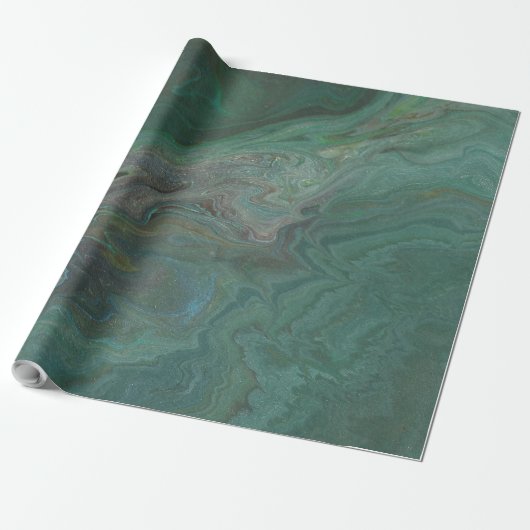 Papier Cadeau Jade 2 Vert Profond Abstrait (Déroulé)