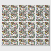 Papier Cadeau Jade Dragon et Gold Phoenix jouant avec une perle  (Plat)