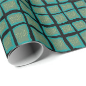 Papier Cadeau Jade et Turquoise avec Or (Coin rond)